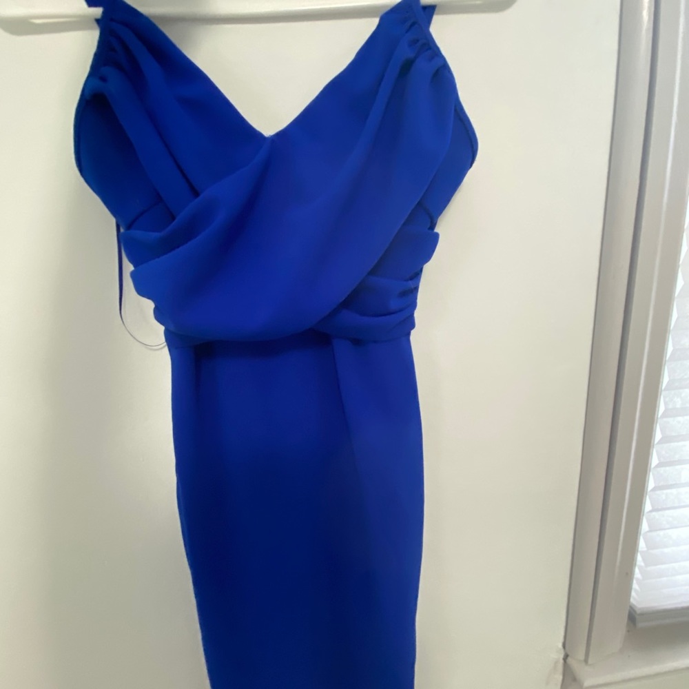 Tight, short, blue dress